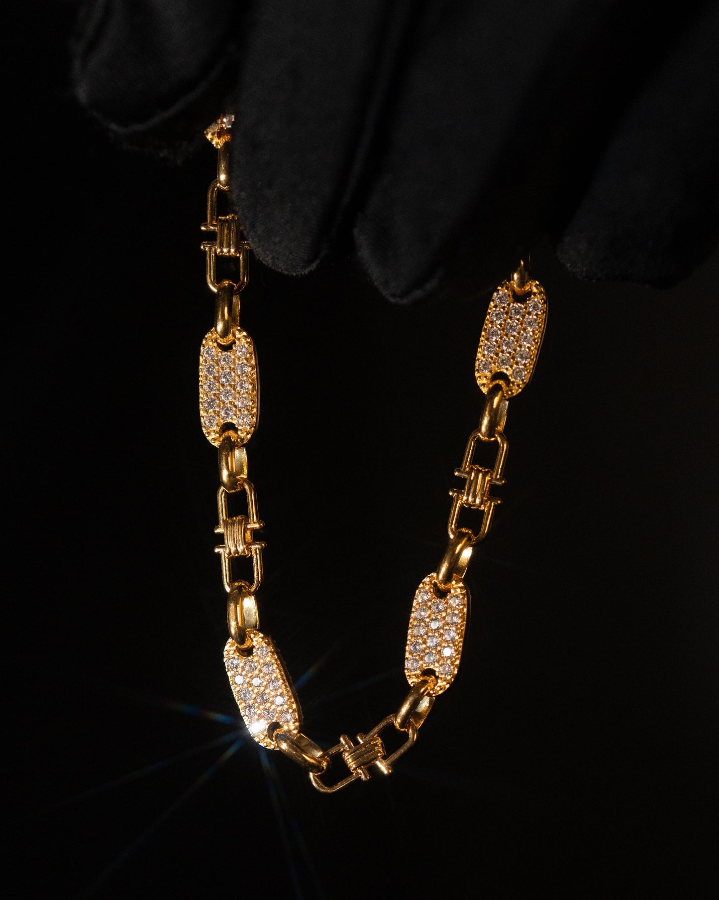 Plattenkette Armband Med Diamanter 6mm - 925 Silver