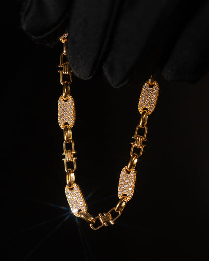 Plattenkette Armband Med Diamanter 6mm - 925 Silver