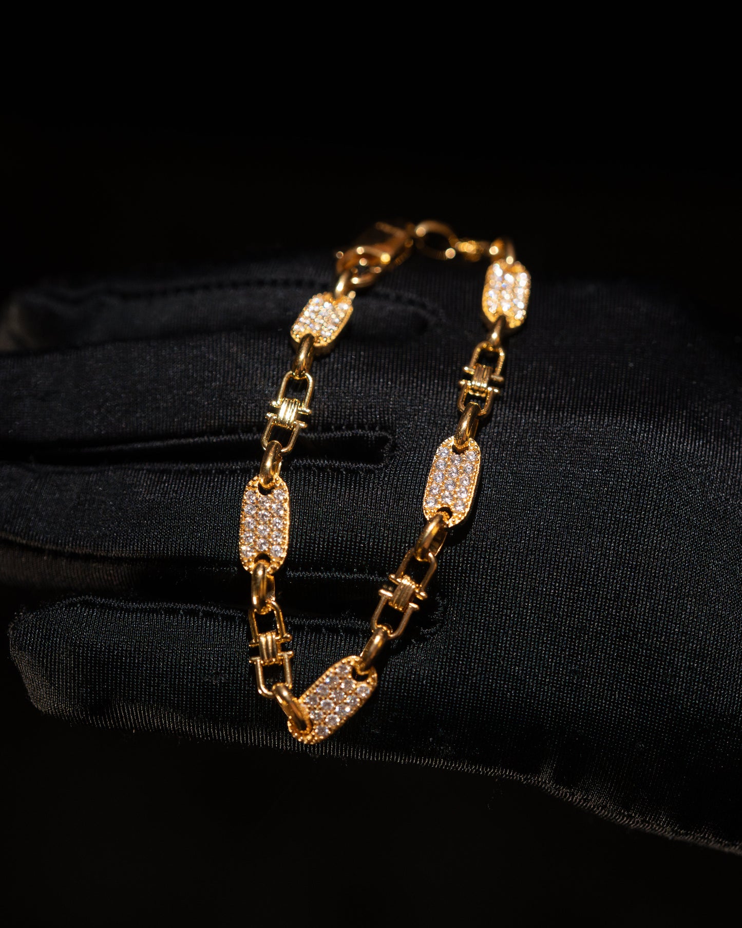 Plattenkette Armband Med Diamanter 6mm - 925 Silver