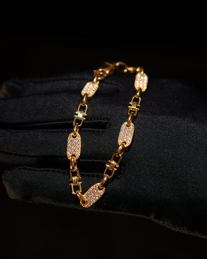 Plattenkette Armband Med Diamanter 6mm - 925 Silver